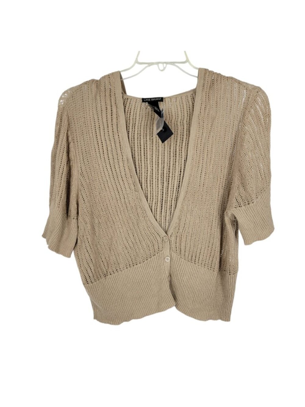 NWT Lane Bryant 18/20 Open Knit cropped Cardigan Hooded Boho Coastal Cottagecore